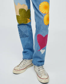 Mens | Upcycled Vintage | Levi's Patched Up 501 | One-of-a-kind | Assorted Indigo/Floral