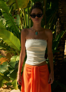 Rama Strapless Rib Knit Camisole | White