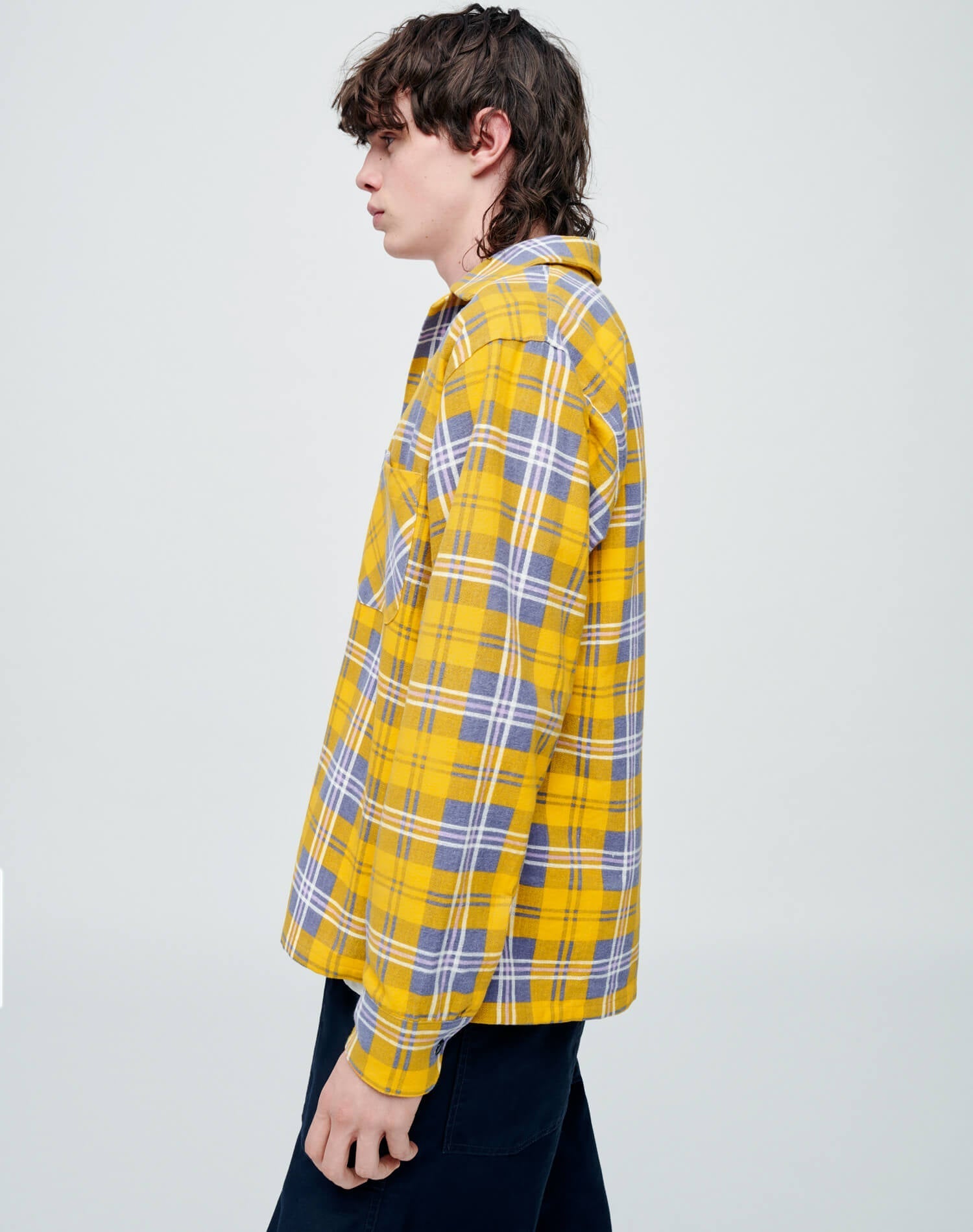 Mens | 50s Straight Bottom Shirt | Yellow/Purple