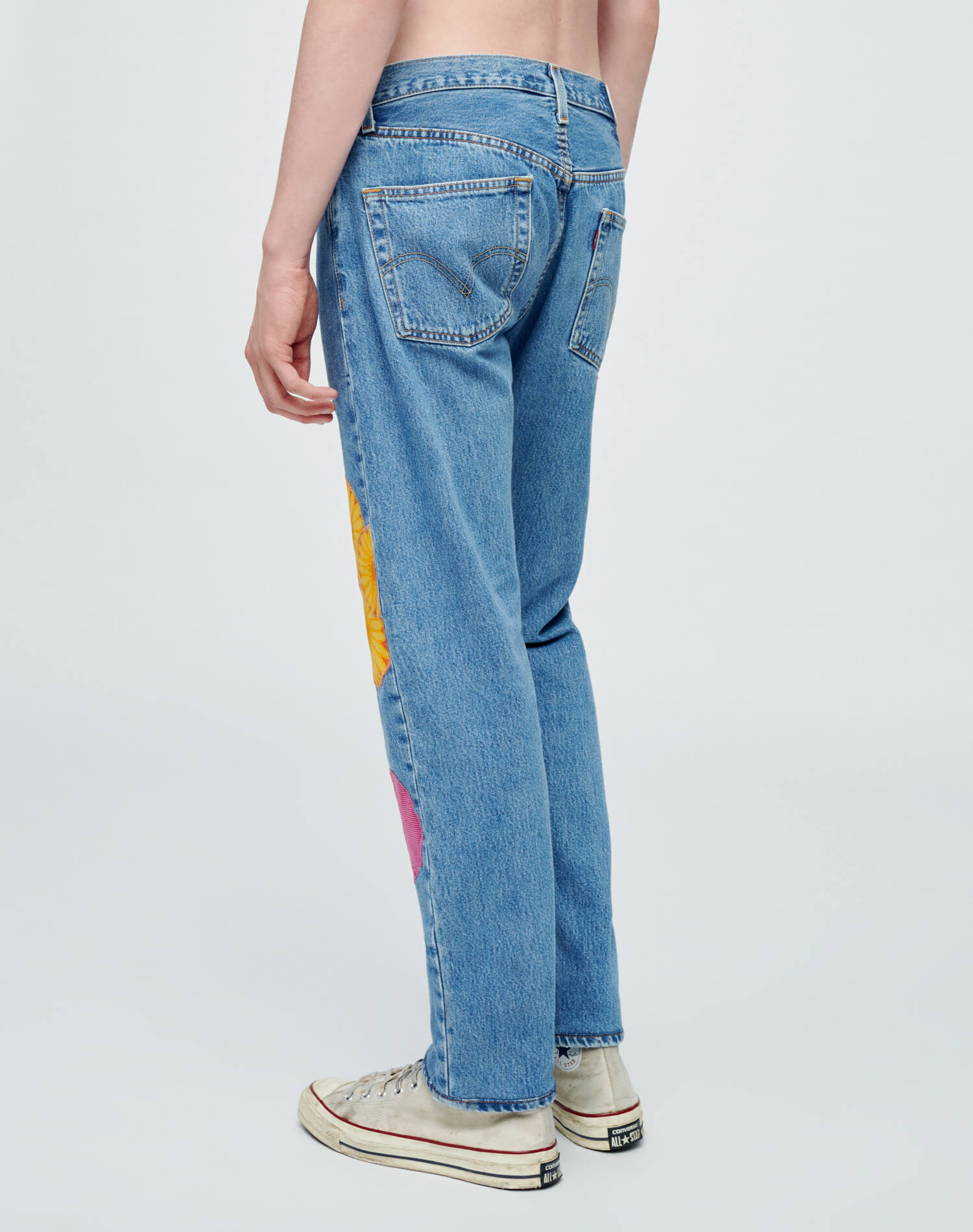 Mens | Upcycled Vintage | Levi's Patched Up 501 | One-of-a-kind | Assorted Indigo/Floral