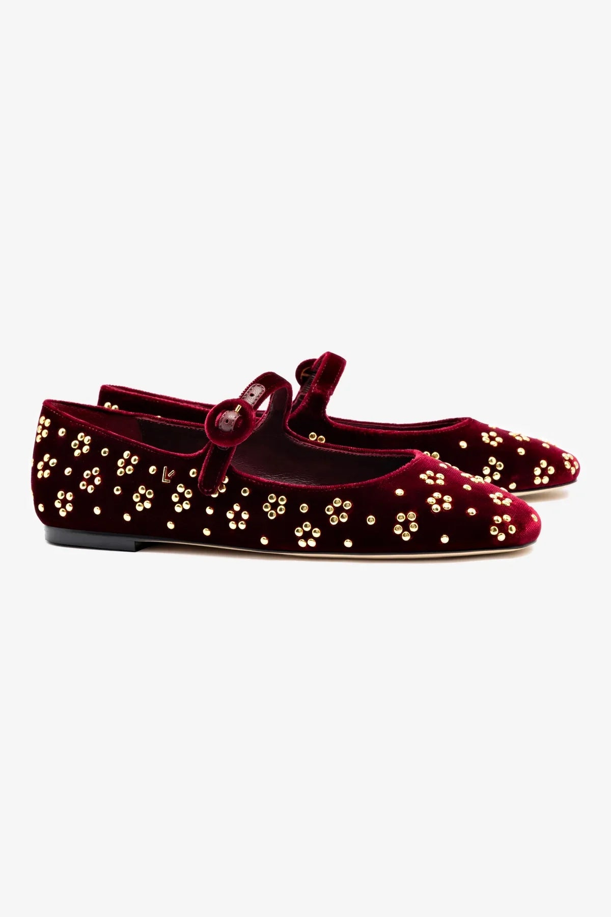 Blair Ballet Flat and Gold | Wine Velvet Studs