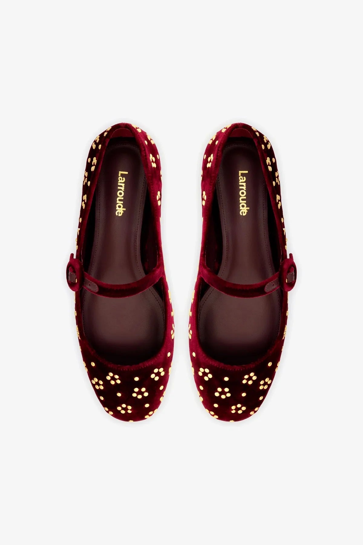 Blair Ballet Flat and Gold | Wine Velvet Studs