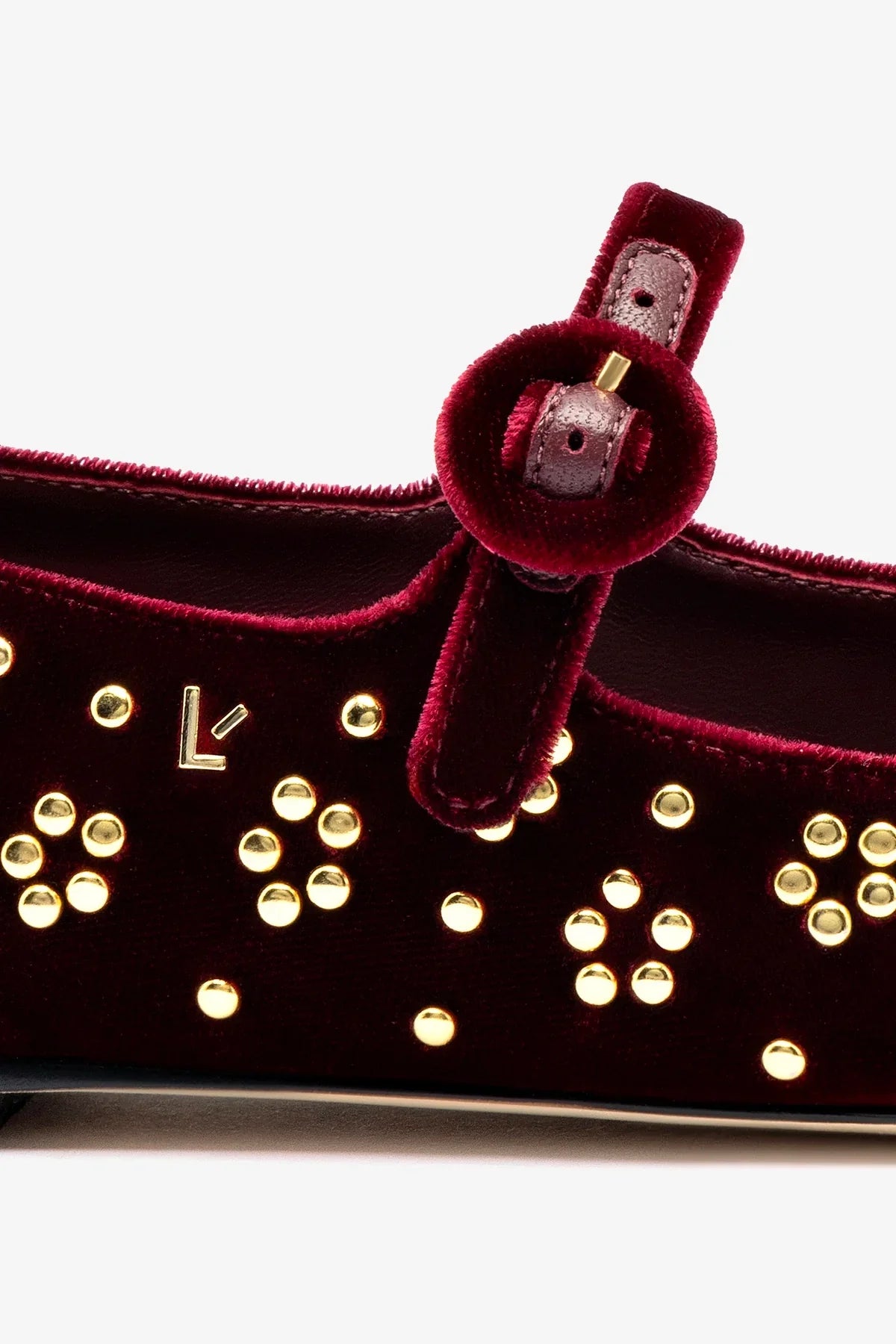 Blair Ballet Flat and Gold | Wine Velvet Studs
