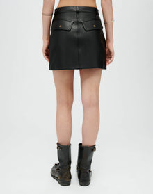 Racer Leather Mini Skirt | Black Leather