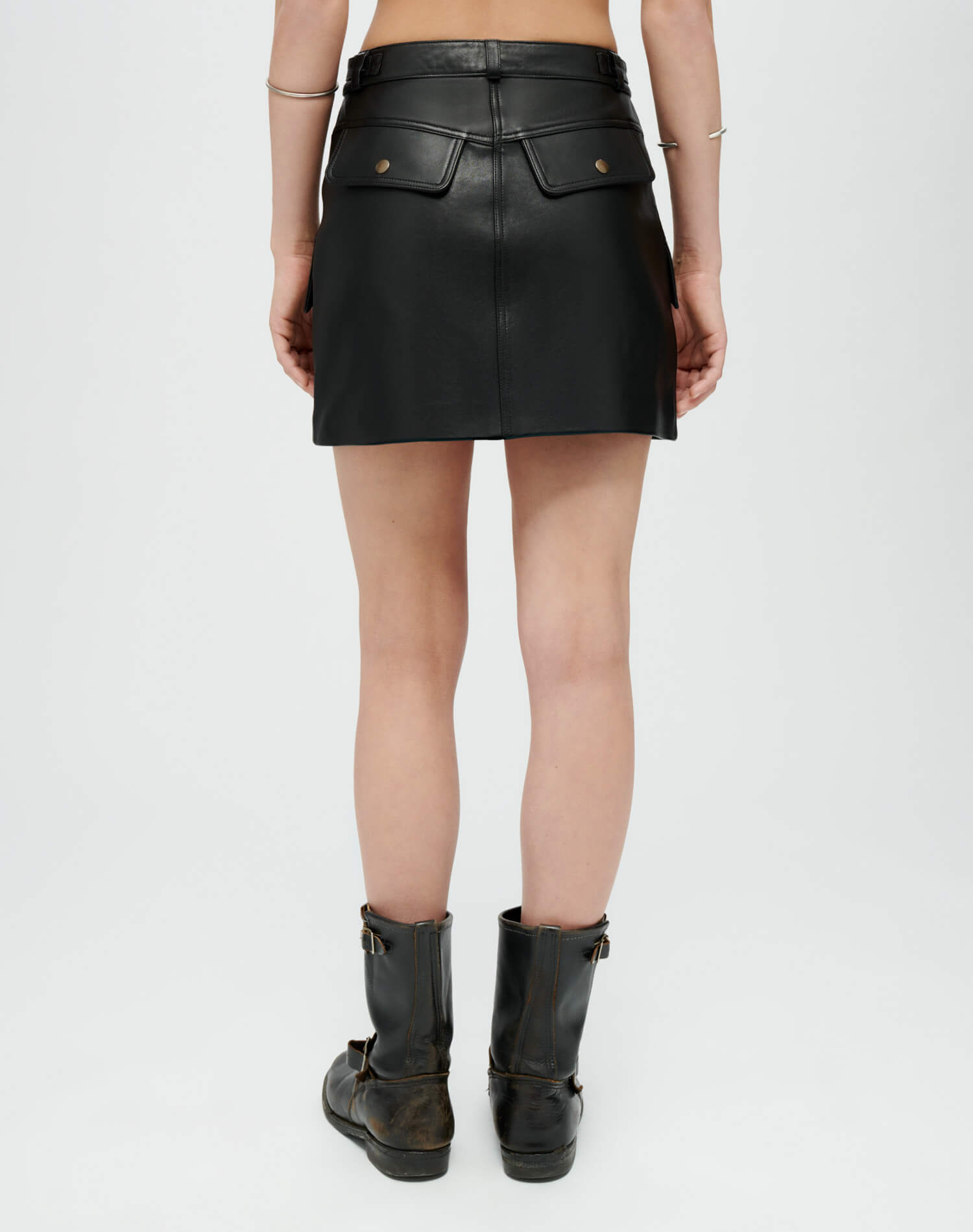 Racer Leather Mini Skirt | Black Leather