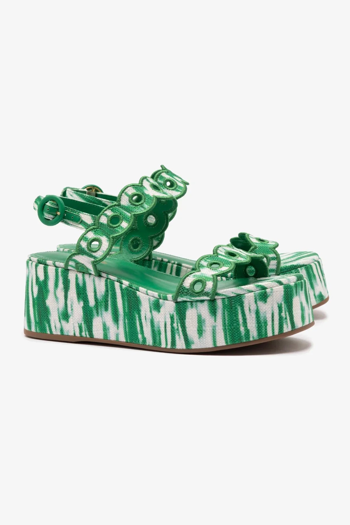 Florence Broderie Flatform Sandal Tie Dye Raffia | Evergreen