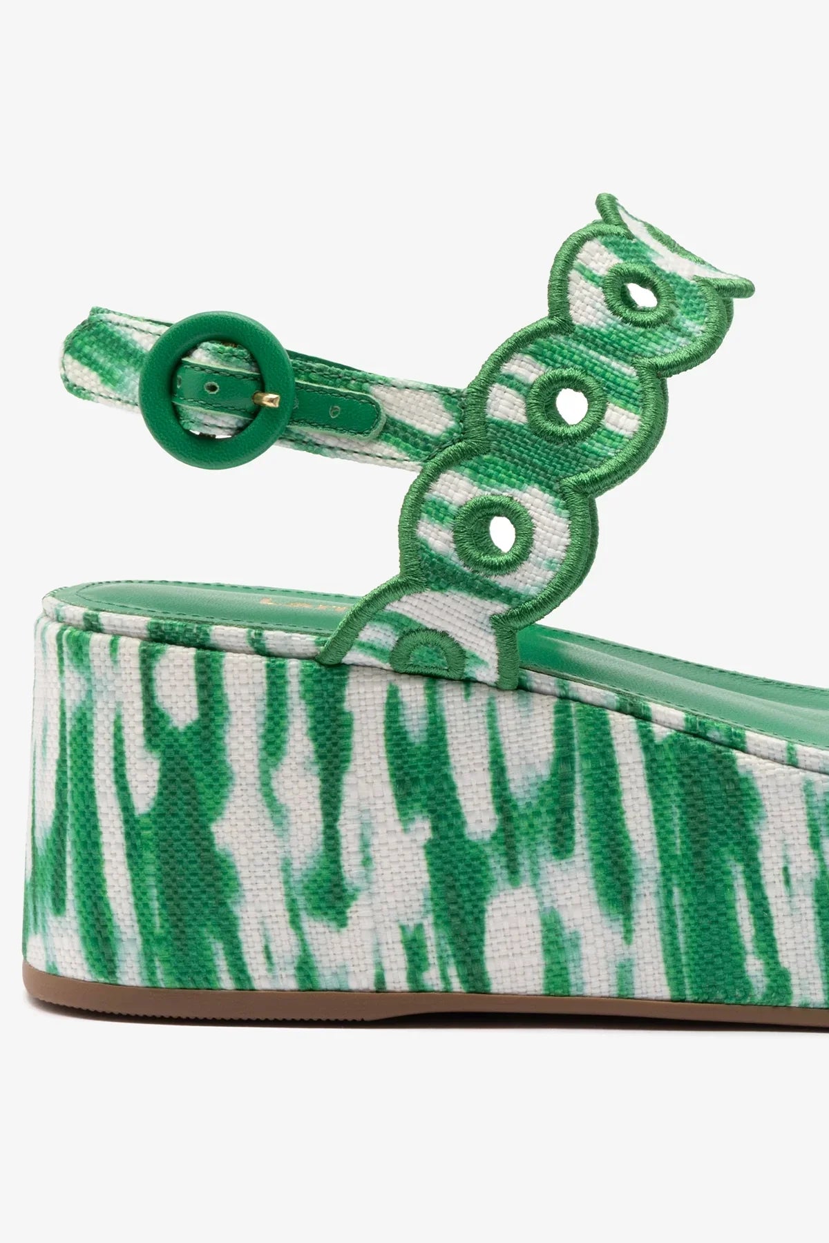 Florence Broderie Flatform Sandal Tie Dye Raffia | Evergreen
