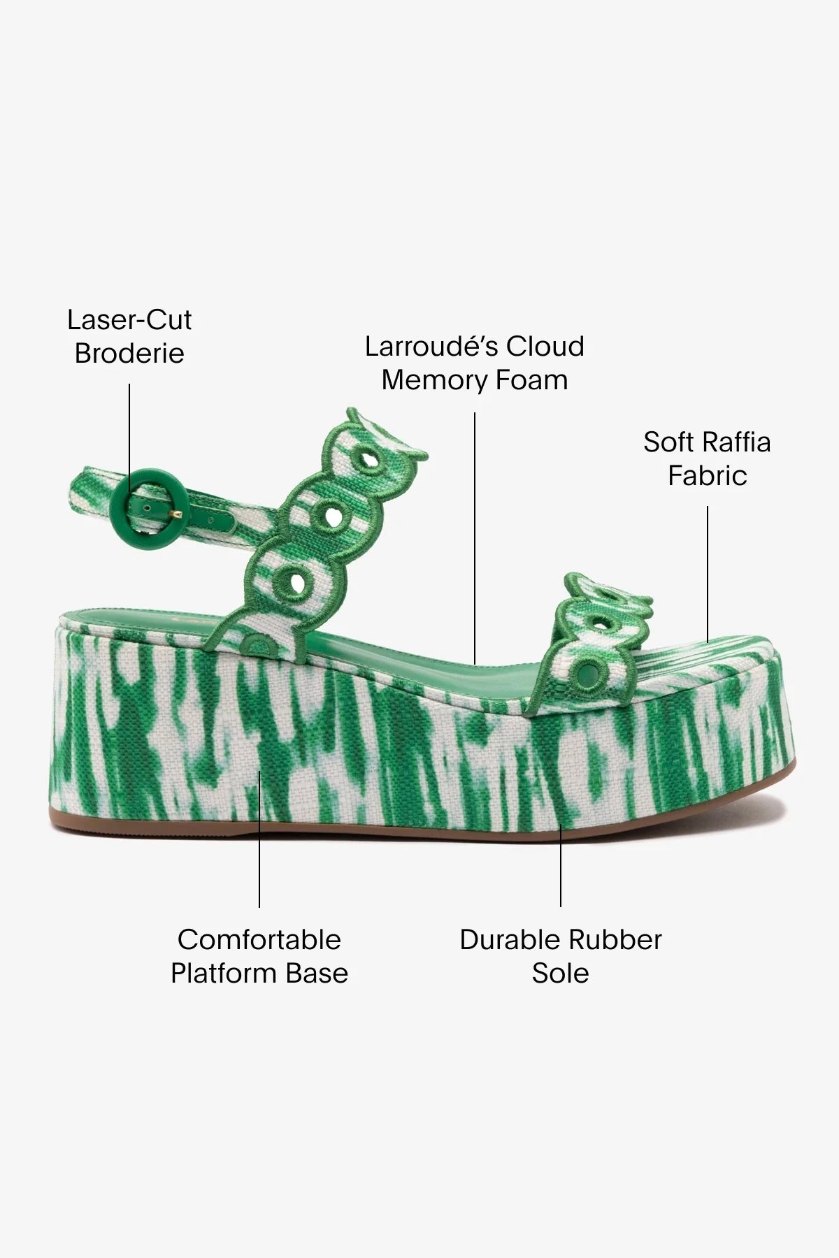 Florence Broderie Flatform Sandal Tie Dye Raffia | Evergreen