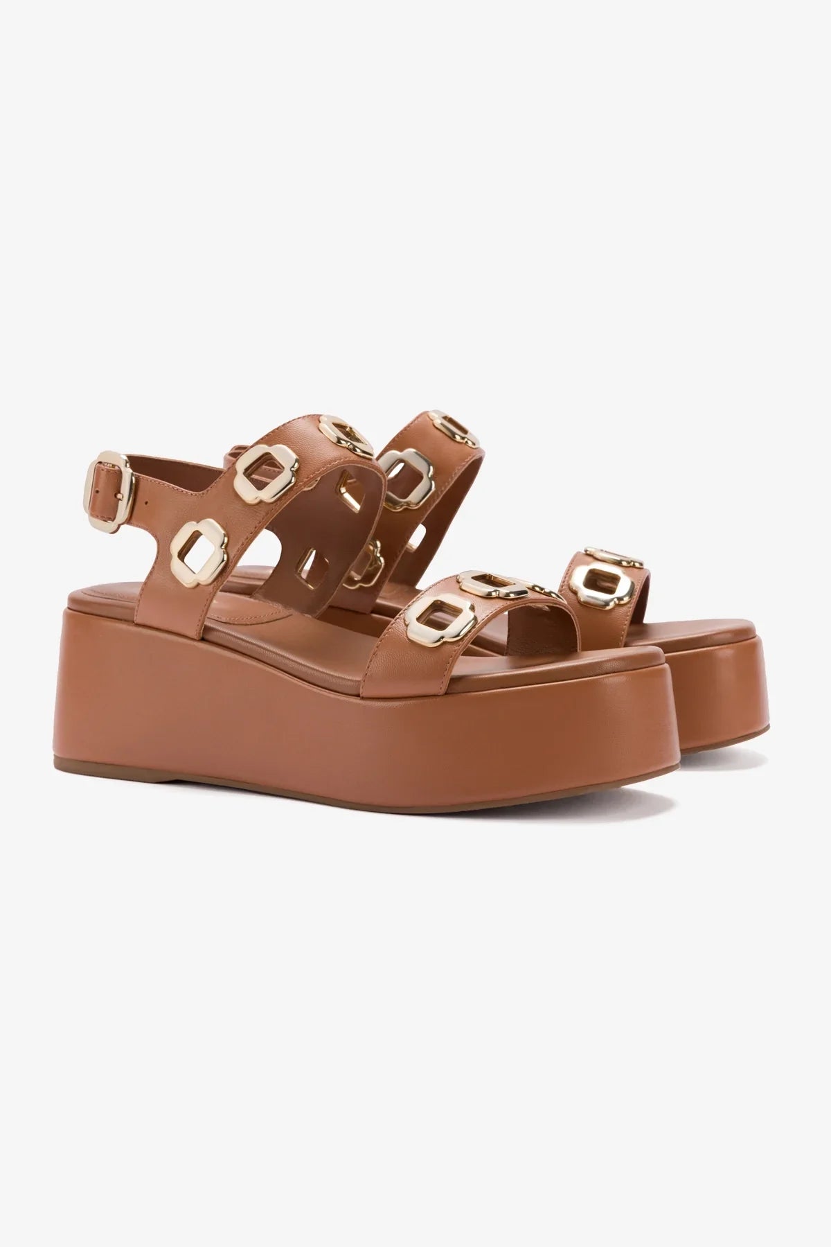 Milan Flatform Sandal Leather | Caramel