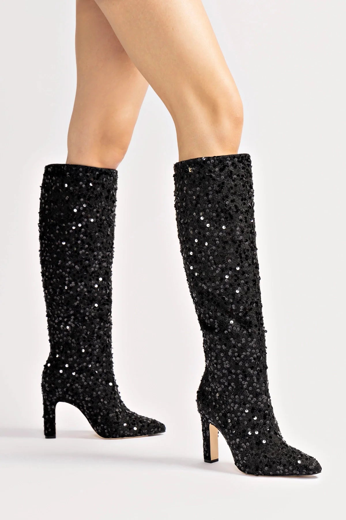 Cindy Hi Boot | Black Sequins