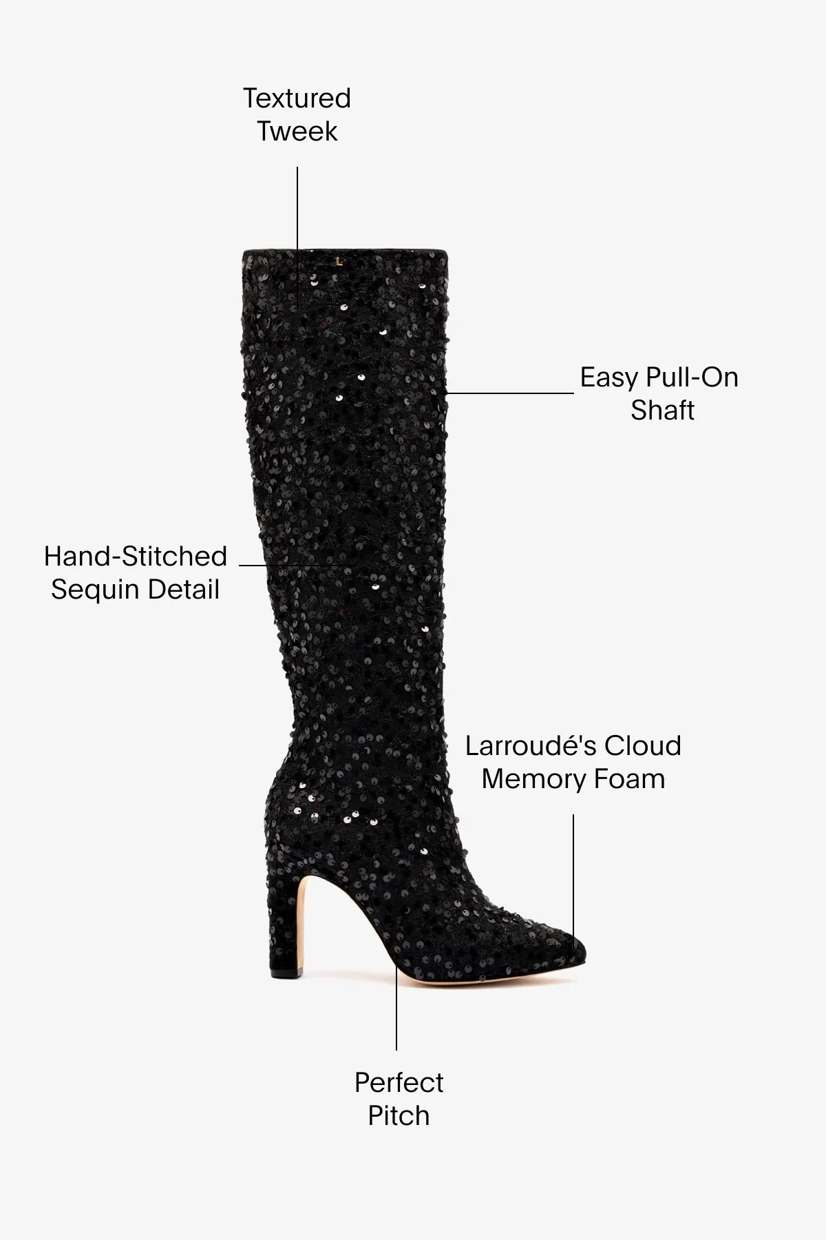 Cindy Hi Boot | Black Sequins