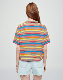 Short Sleeve Polo Cardigan | Multistripe