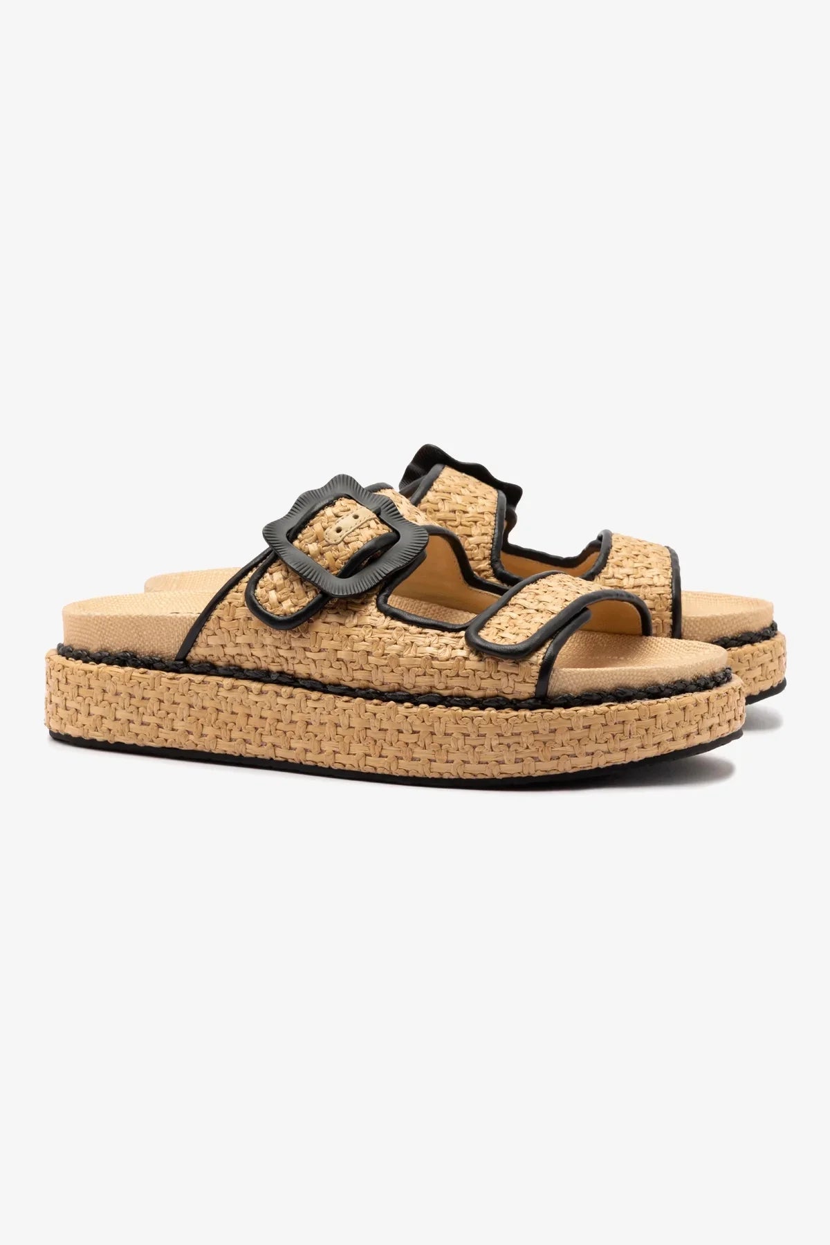 Maui Slide Raffia and Black Trimming | Tapestry Natural