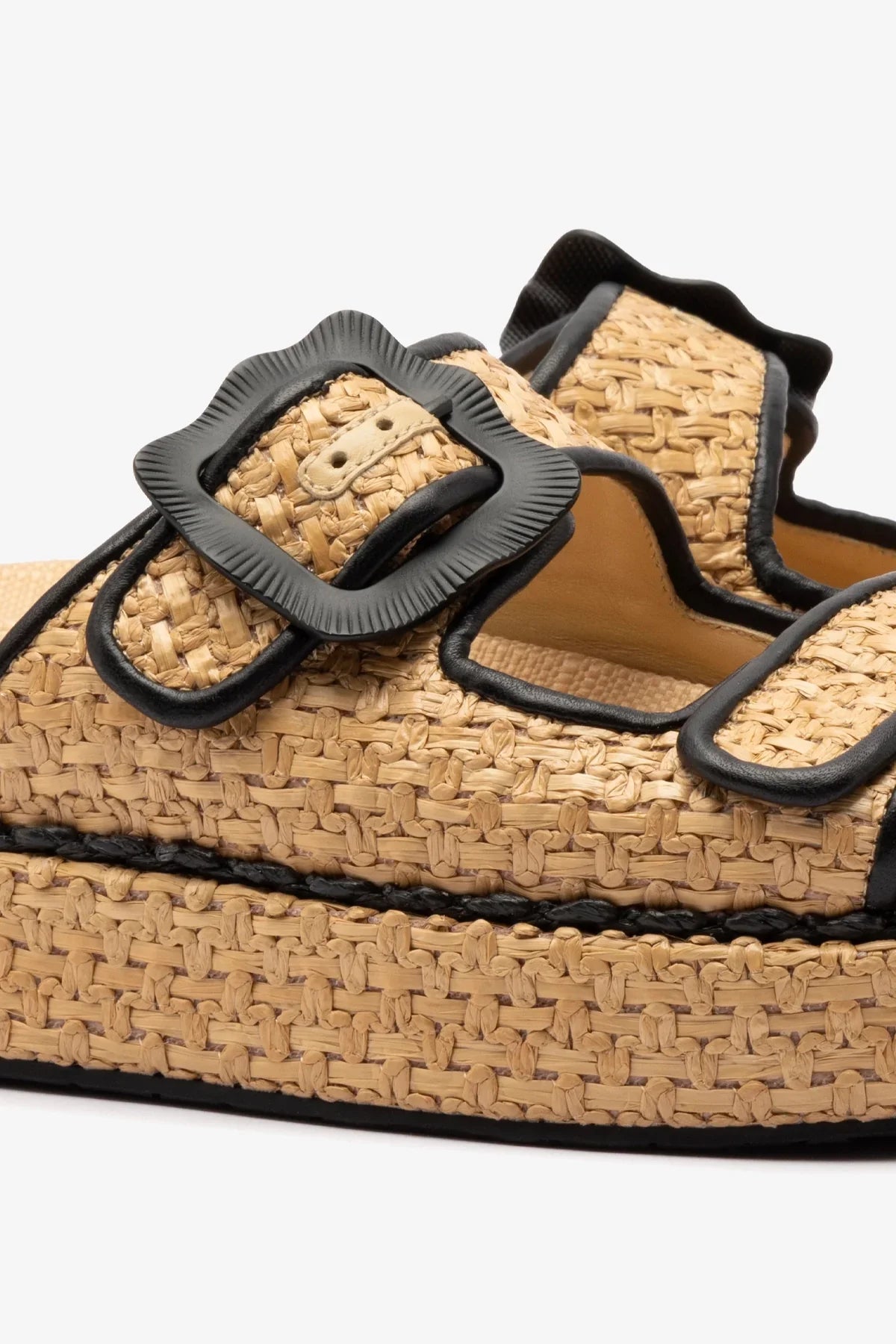 Maui Slide Raffia and Black Trimming | Tapestry Natural