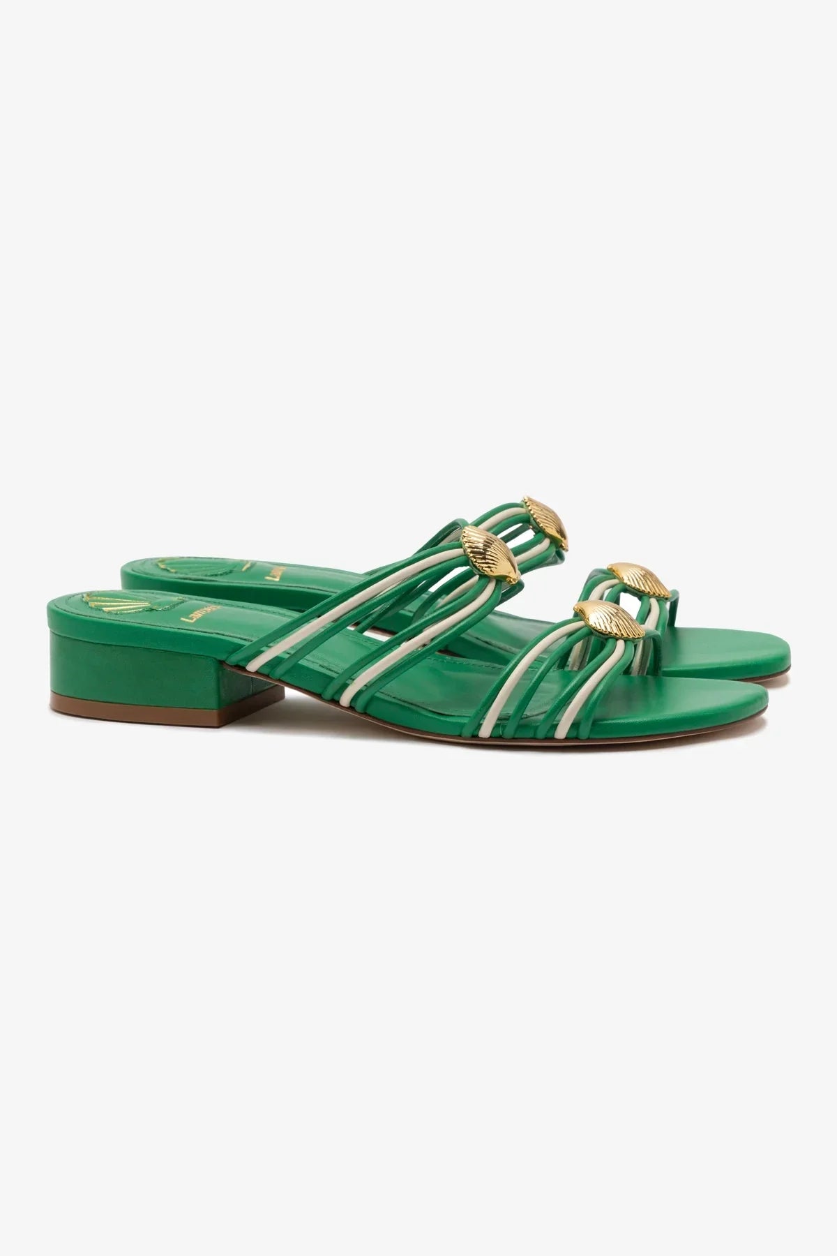 Shelly Flat Mule and Ivory Leather | Evergreen