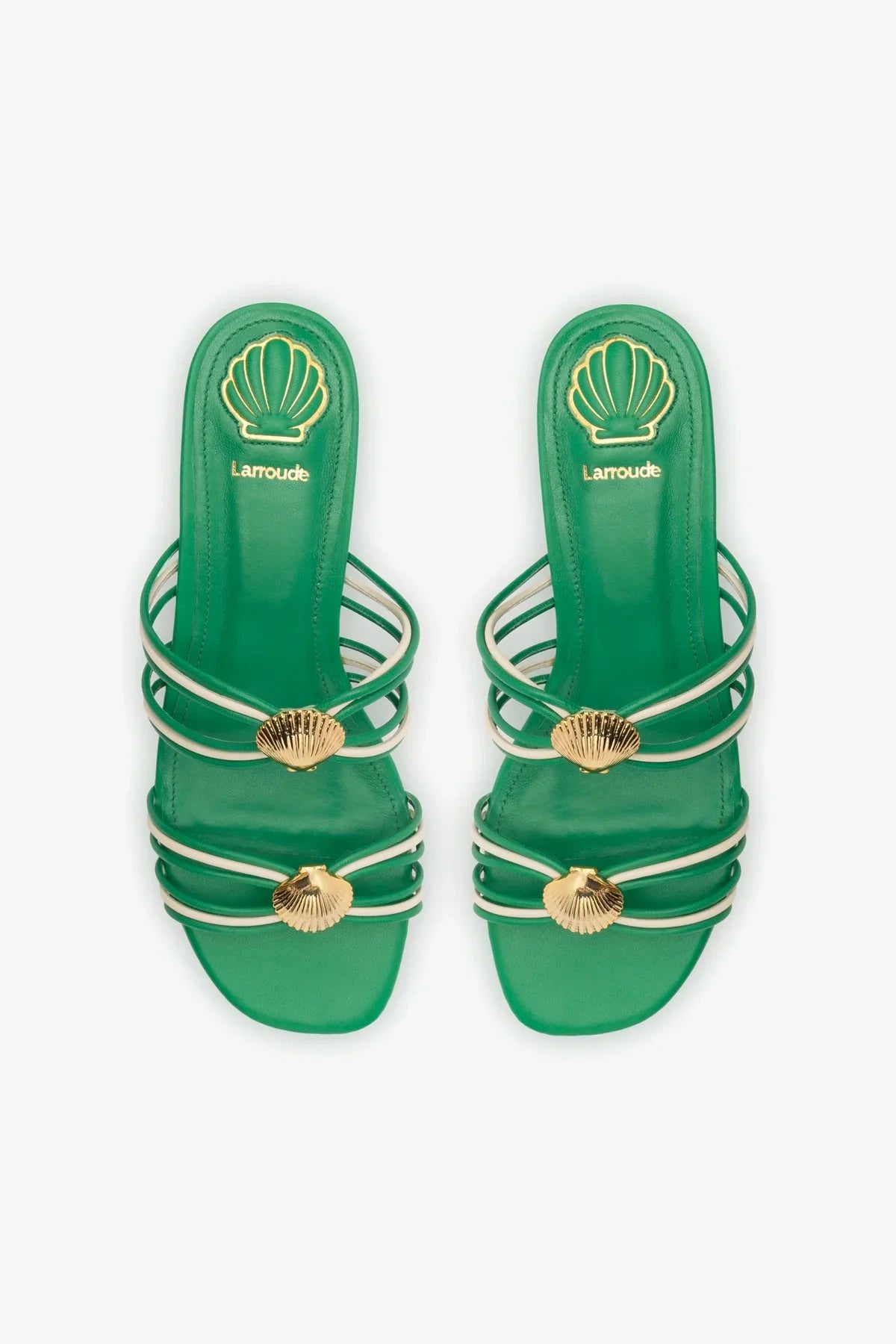 Shelly Flat Mule and Ivory Leather | Evergreen