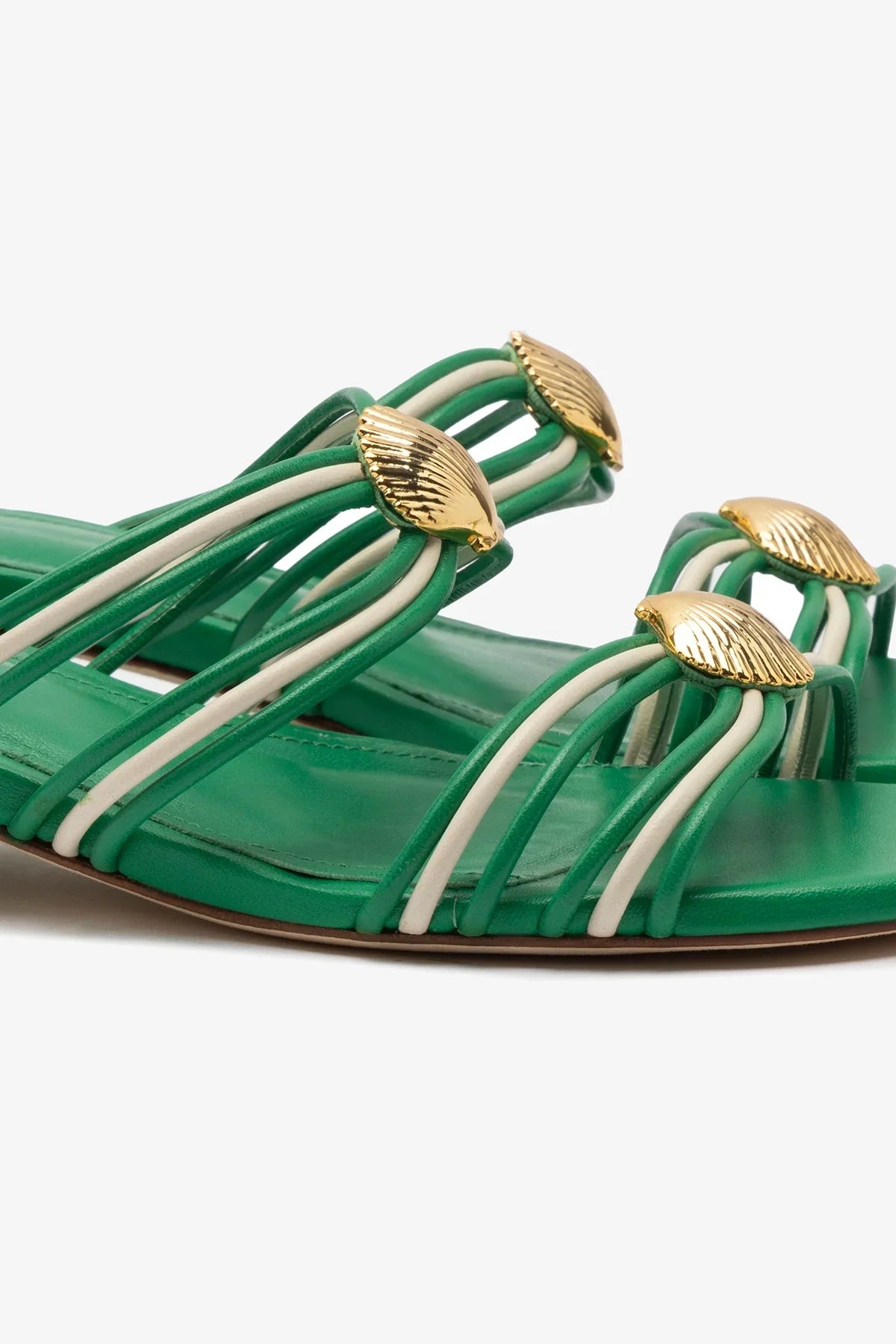 Shelly Flat Mule and Ivory Leather | Evergreen