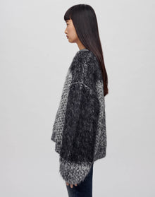 Oversized Boxy Knit Crewneck | Degrade Jacquard