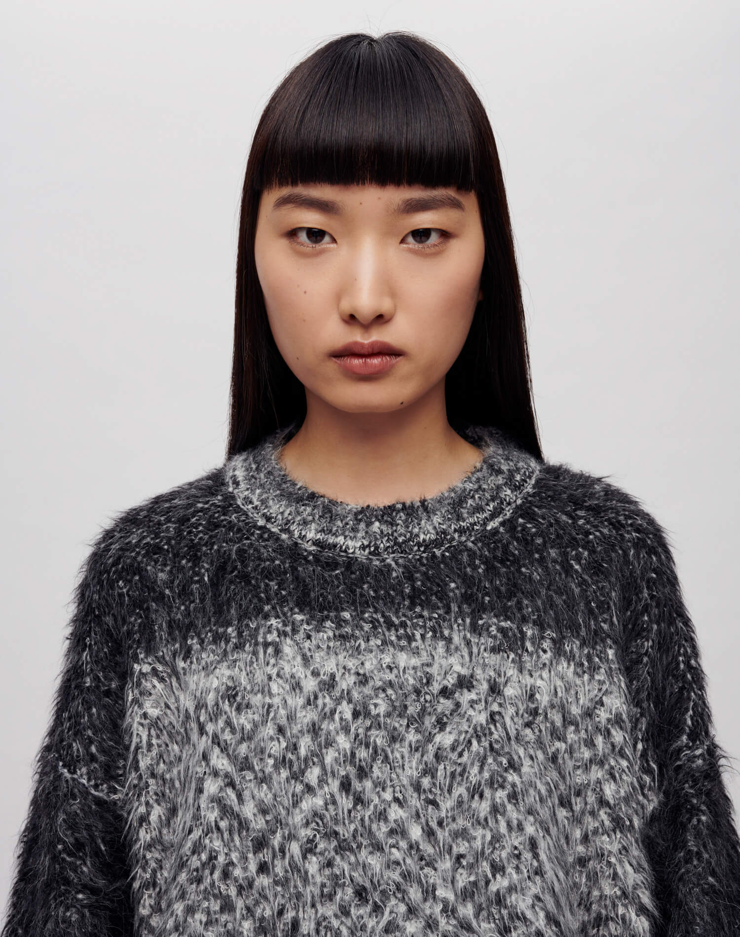 Oversized Boxy Knit Crewneck | Degrade Jacquard