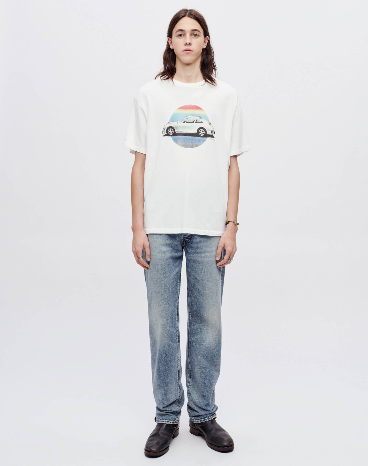 Mens | 1401 Straight | Mid Worn Light Blue