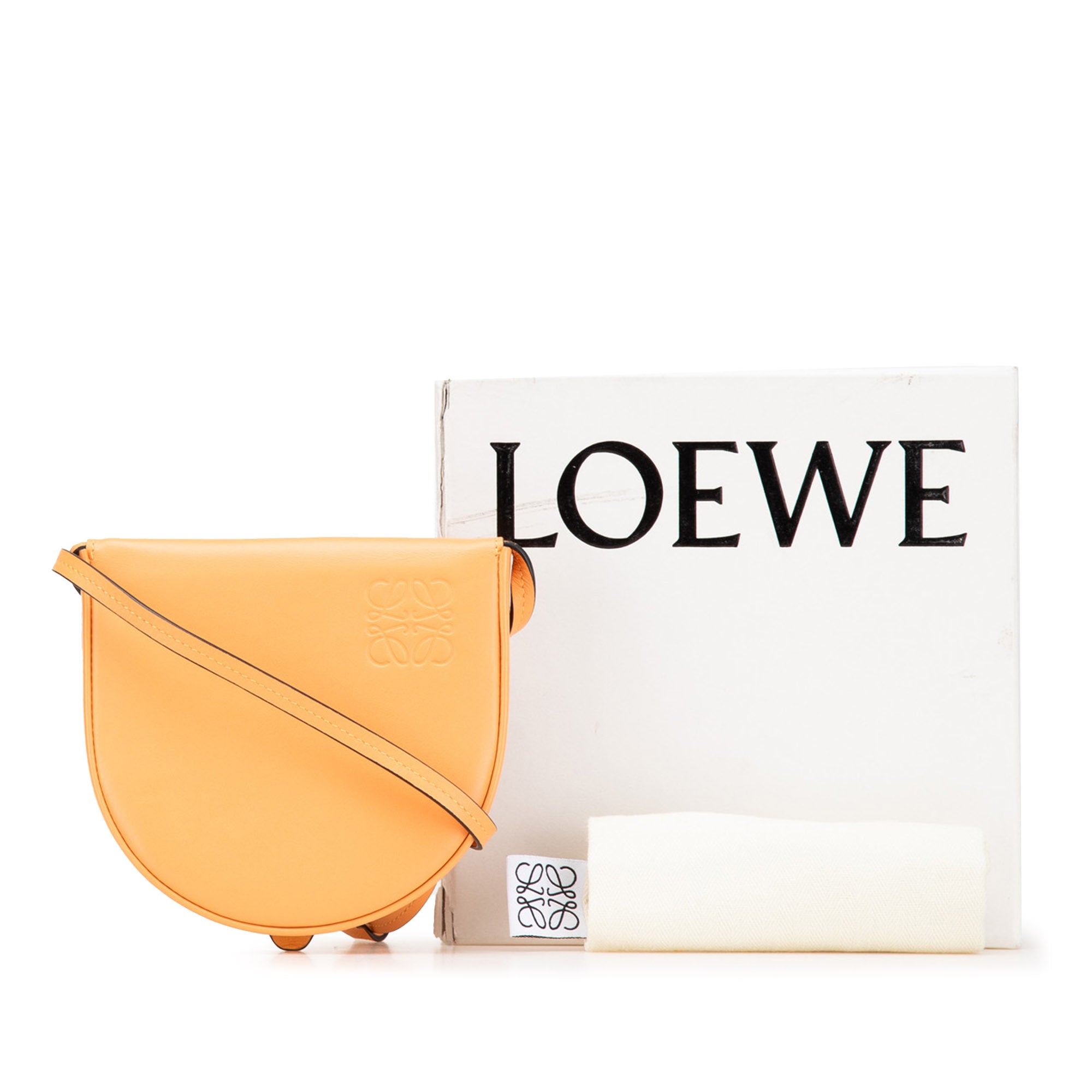 LOEWE | Pre-Owned Small Soft Calfskin Heel Pouch | Orange/Light Orange