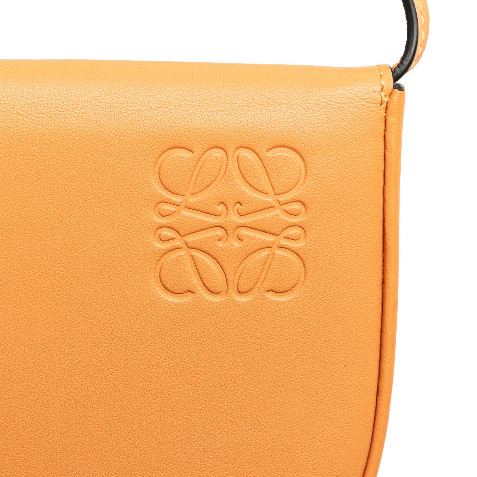 LOEWE | Pre-Owned Small Soft Calfskin Heel Pouch | Orange/Light Orange