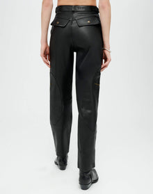 Leather Racer Taper Pant | Black Leather