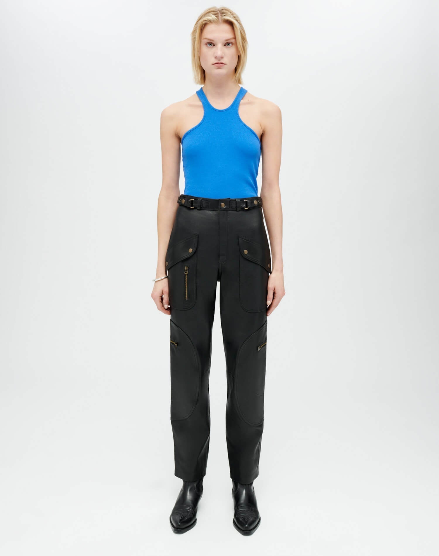 Leather Racer Taper Pant | Black Leather