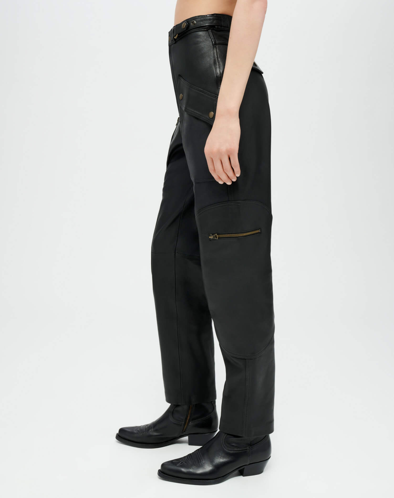 Leather Racer Taper Pant | Black Leather