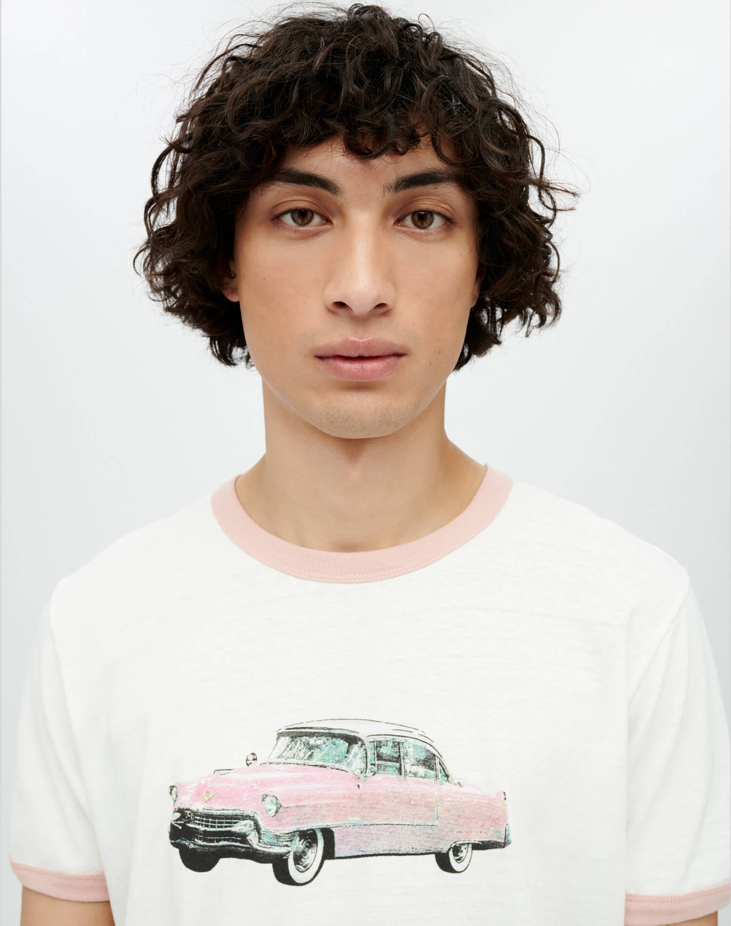 Ringer "Pink Caddy" Tee | Old White Pink