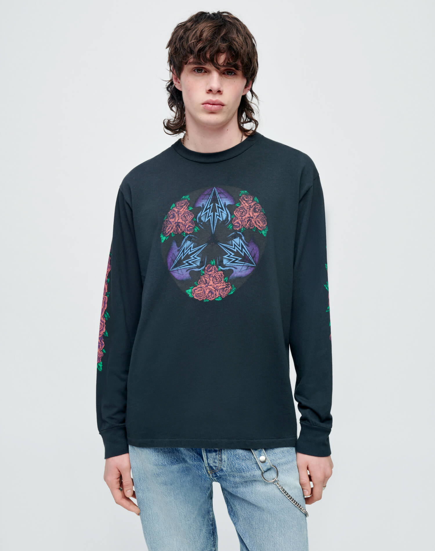 Loose Long Sleeve "Cosmic Rose" | Aged Black