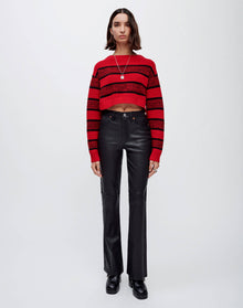 Cropped Boatneck Pullover | Red Black Rugby