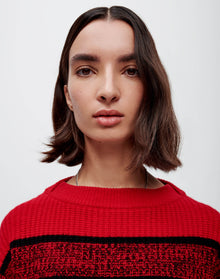 Cropped Boatneck Pullover | Red Black Rugby