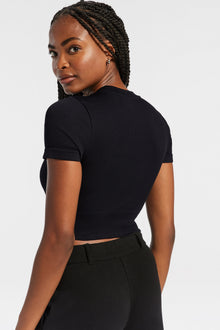 Lune Active | Luna Sculpt Rib Short Sleeve T-Shirt | Black