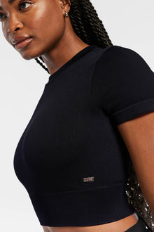 Lune Active | Luna Sculpt Rib Short Sleeve T-Shirt | Black