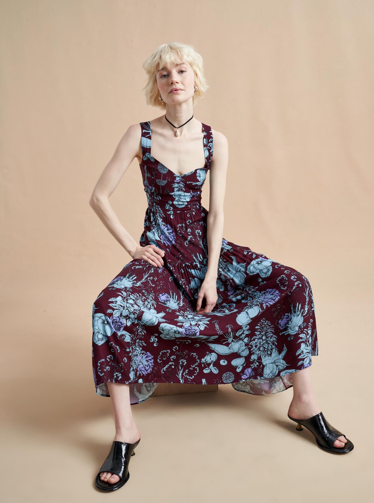 Laura Lee Dress | Burgundy x Pale Blue x Lavender