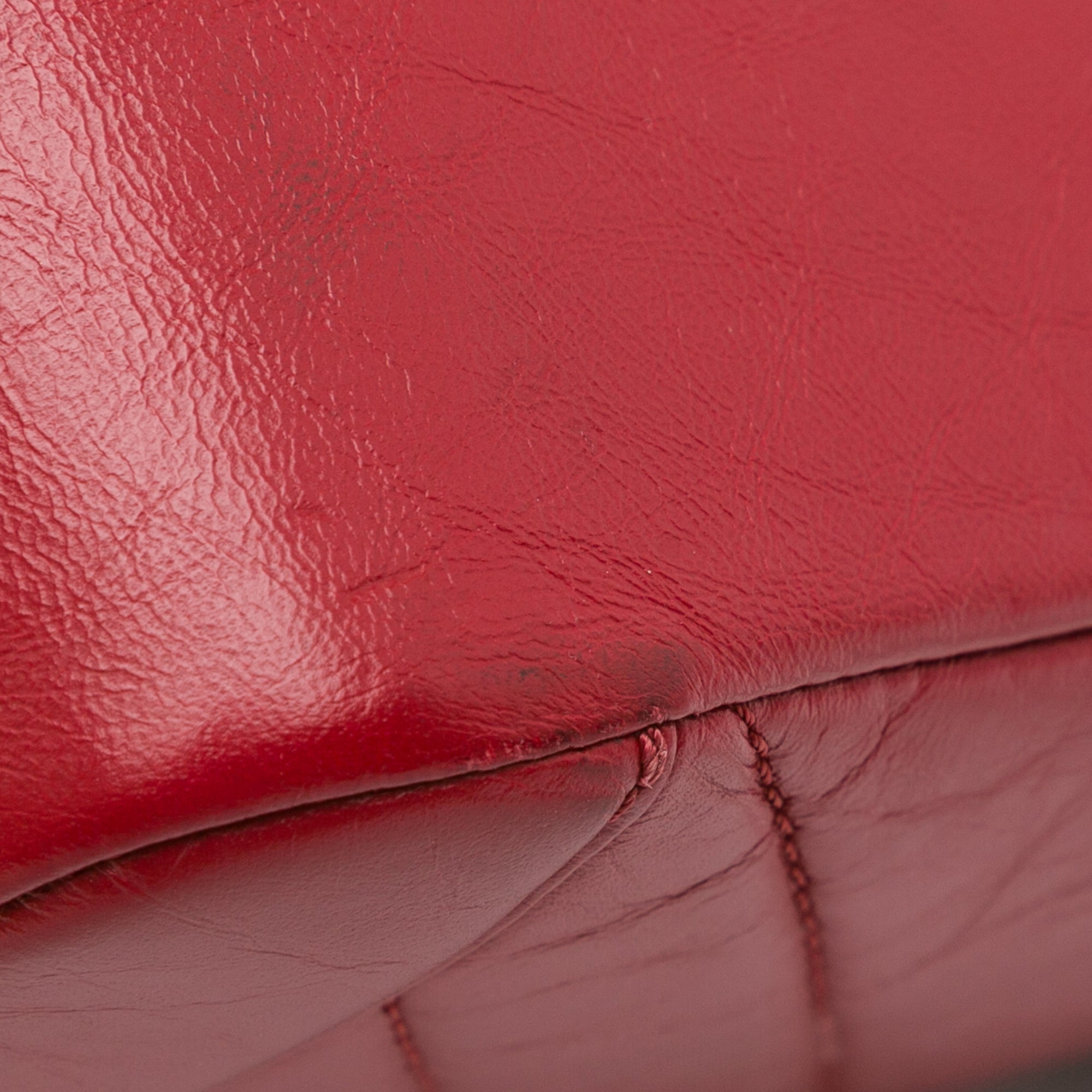 Chanel | Pre-Owned CC Chevron Calfskin Top Handle Flap | Red