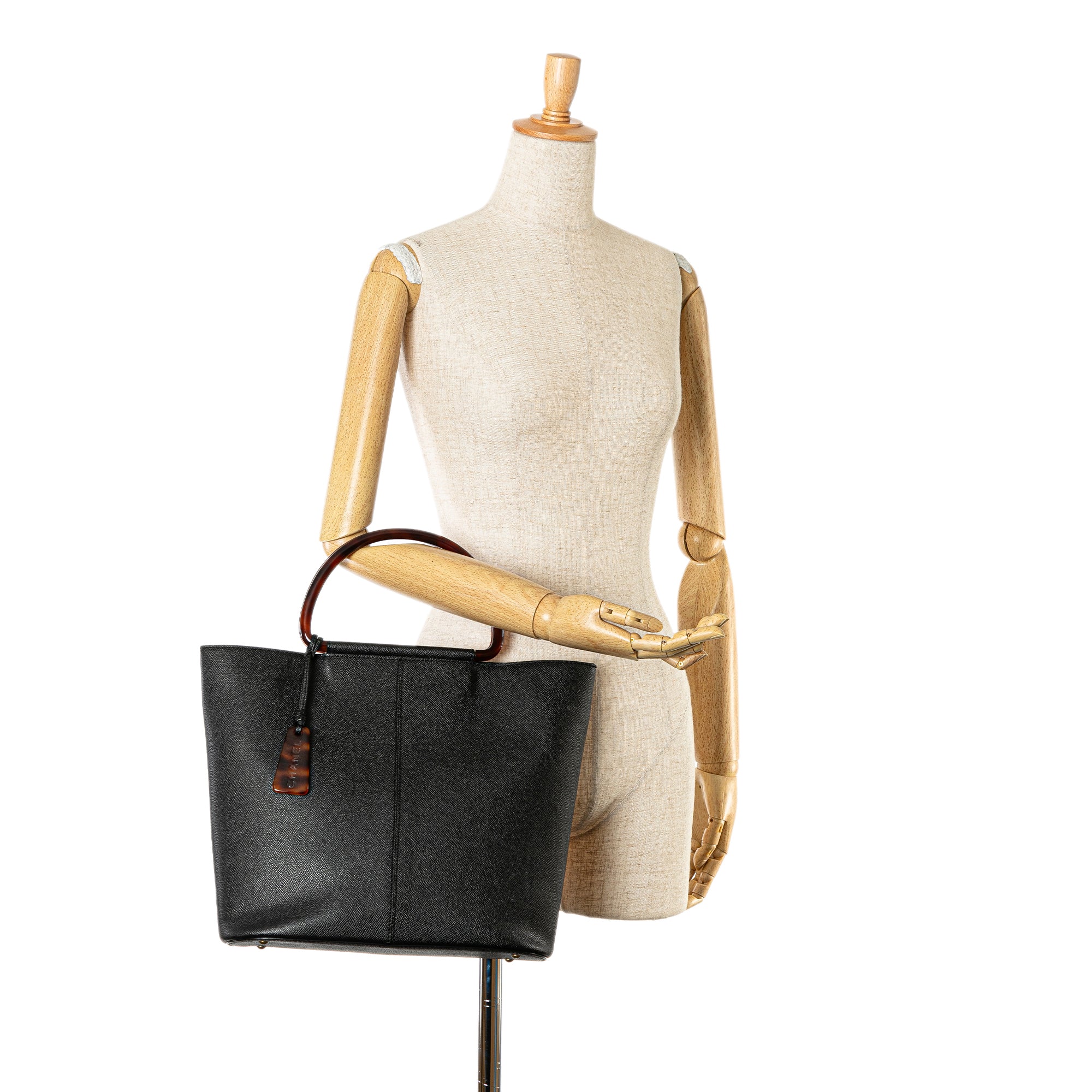 Chanel | Pre-Owned Caviar Tortoise Top Handle Tote | Black