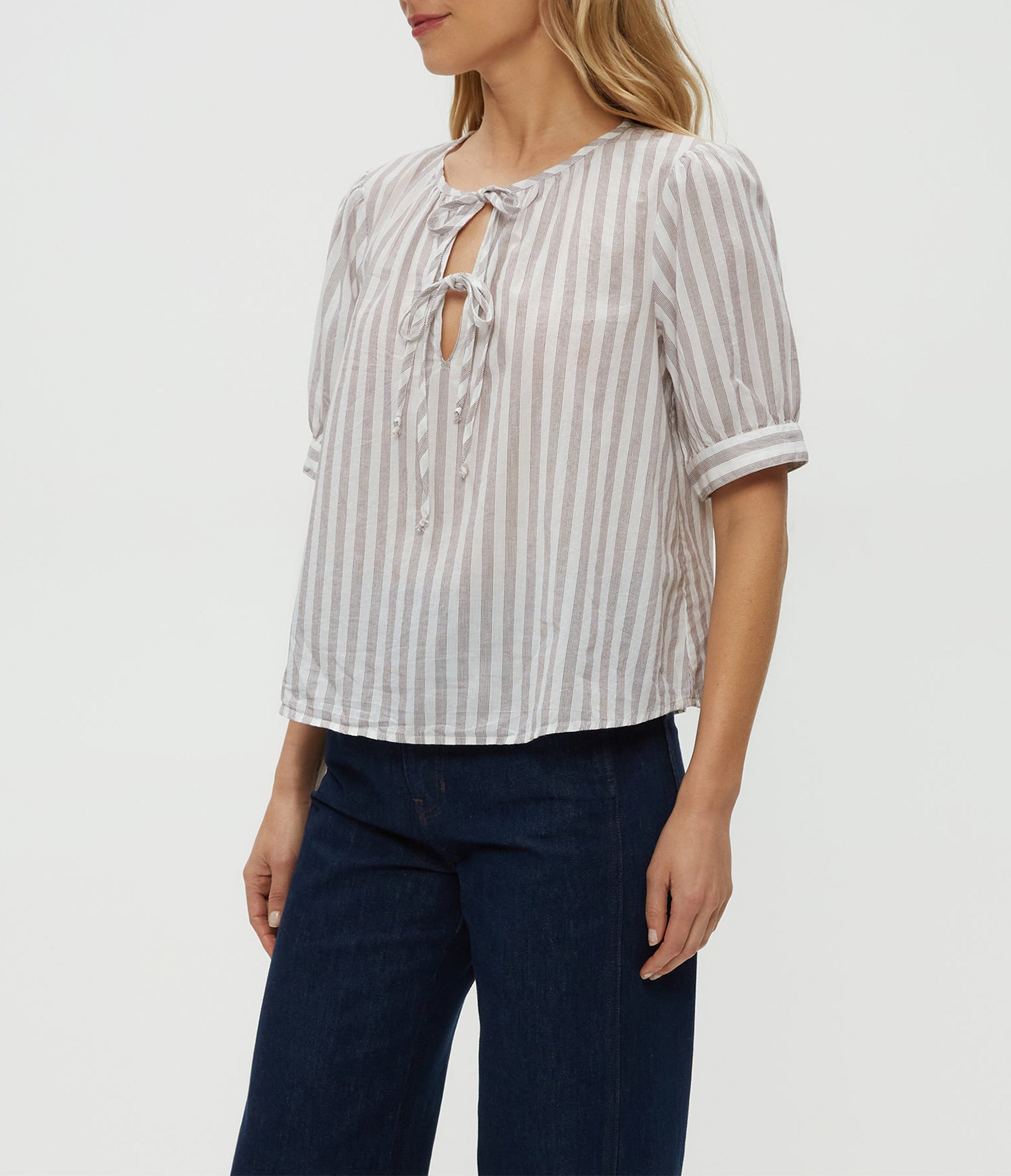 Fawn Puff Sleeve Top | Espresso Combo
