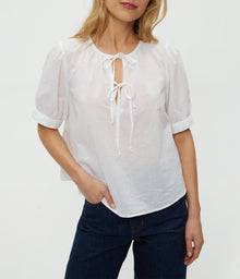 Fawn Puff Sleeve Top | White