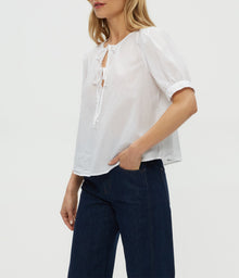 Fawn Puff Sleeve Top | White