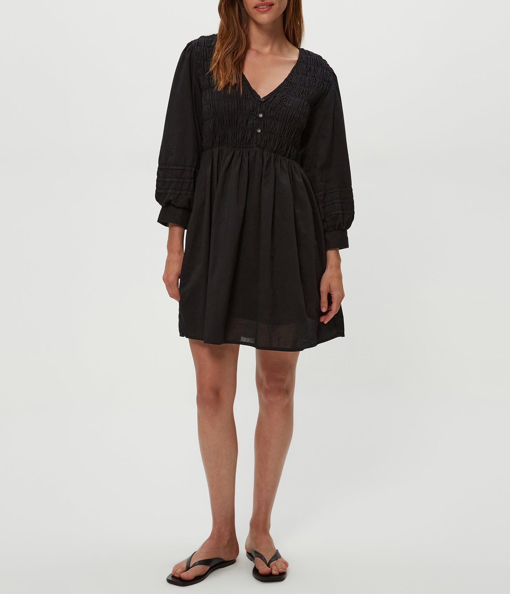 Zuri Smocked Mini Dress | Black