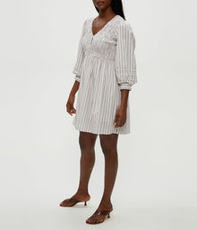 Zuri Smocked Mini Dress | Espresso Combo