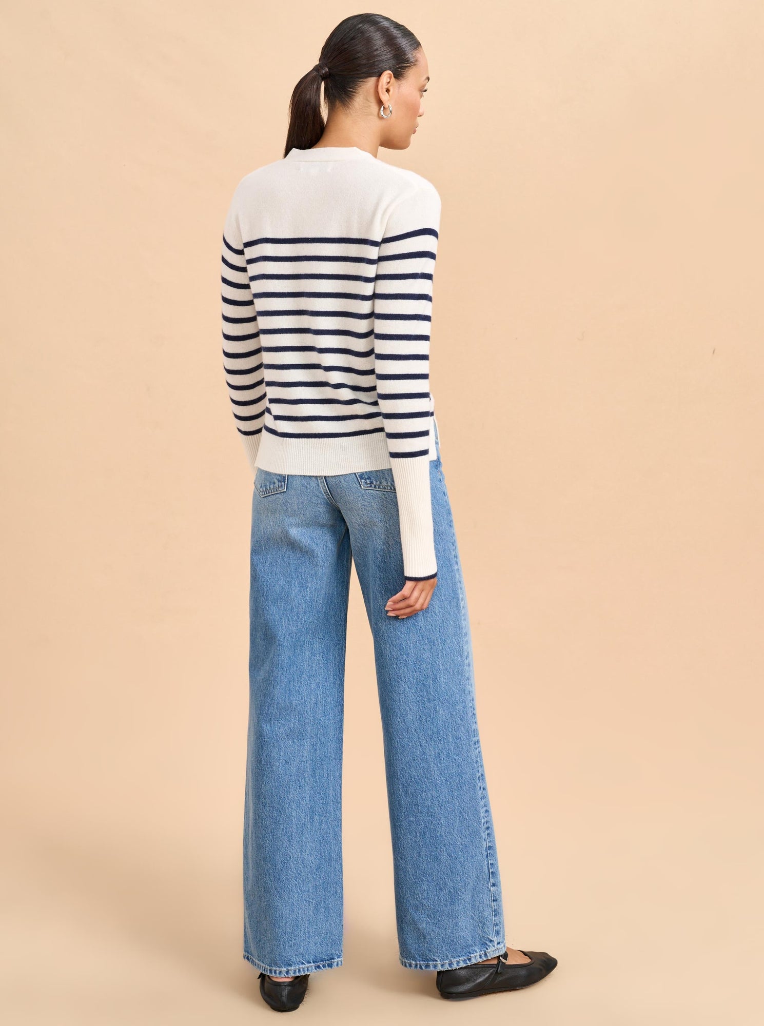 Lean Lines Cardigan | Cream x Navy
