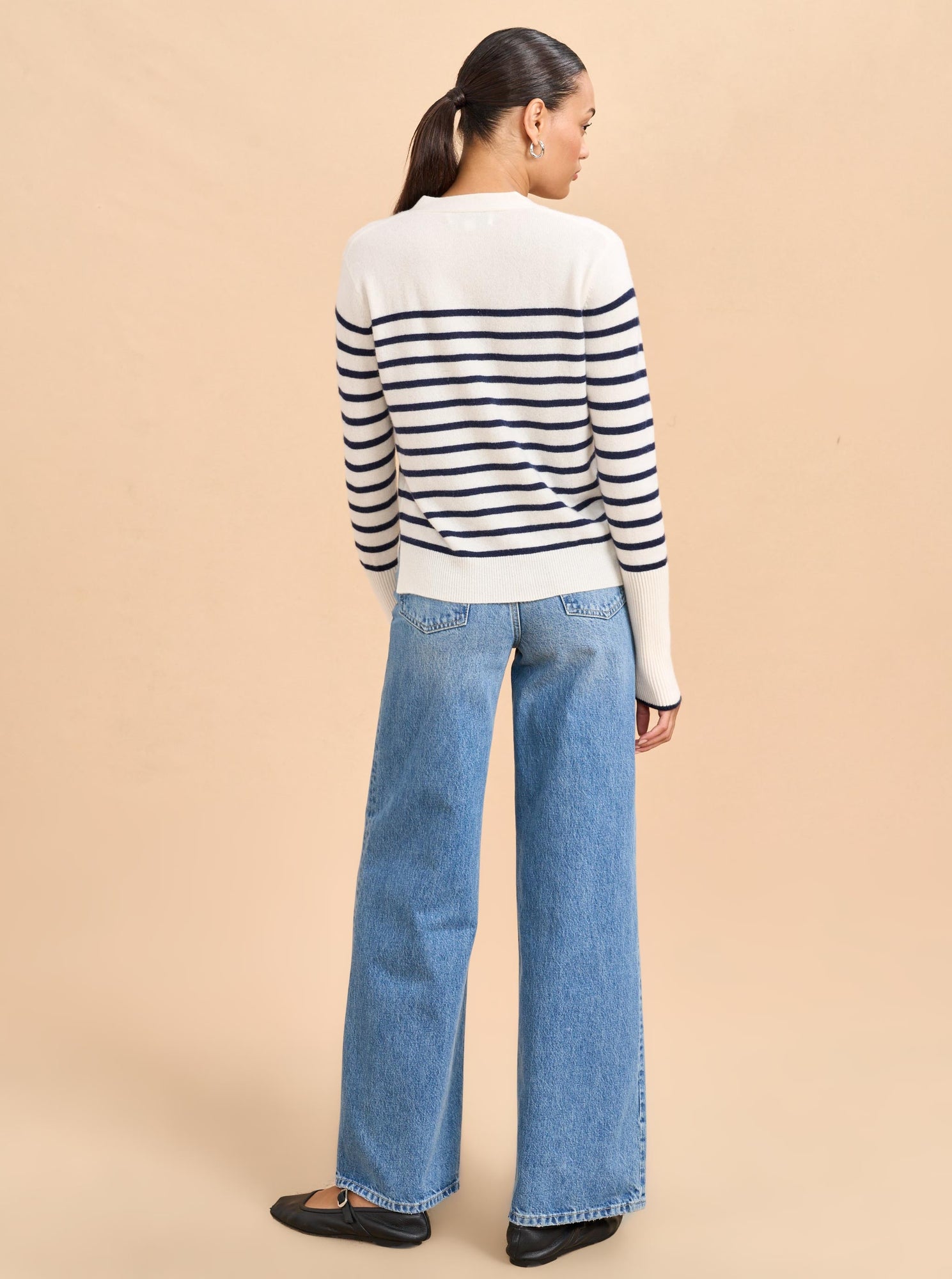 Lean Lines Cardigan | Cream x Navy