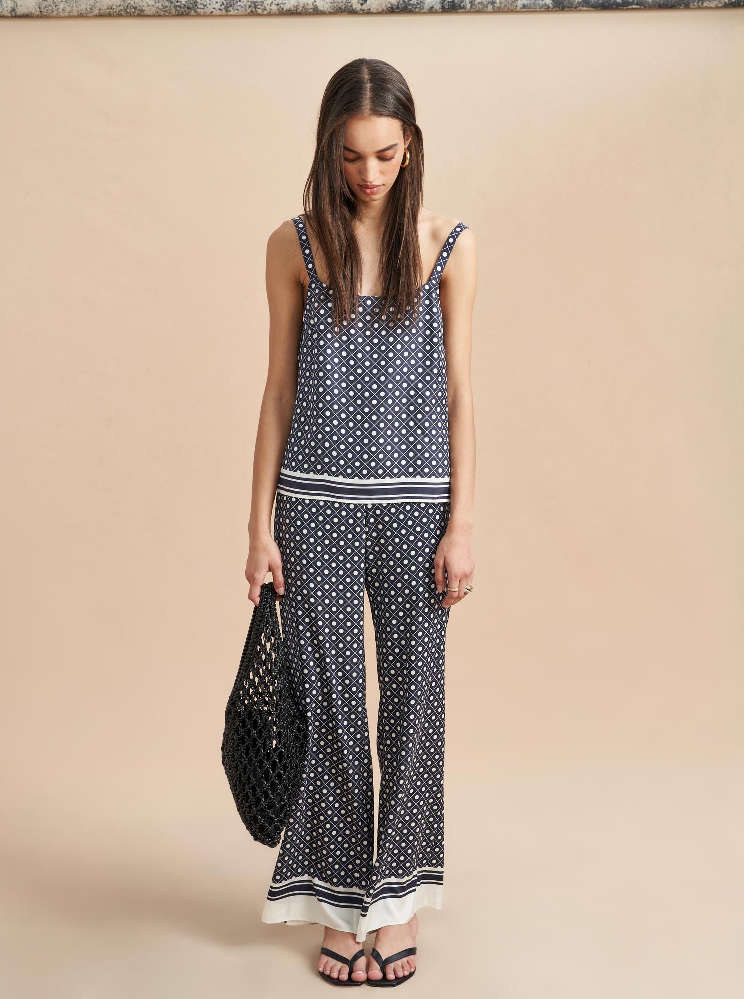 Lee Pant | Navy x Ivory Scarf Print