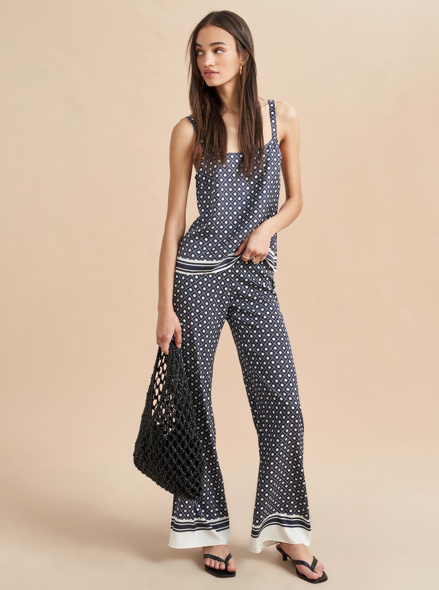 Lee Pant | Navy x Ivory Scarf Print