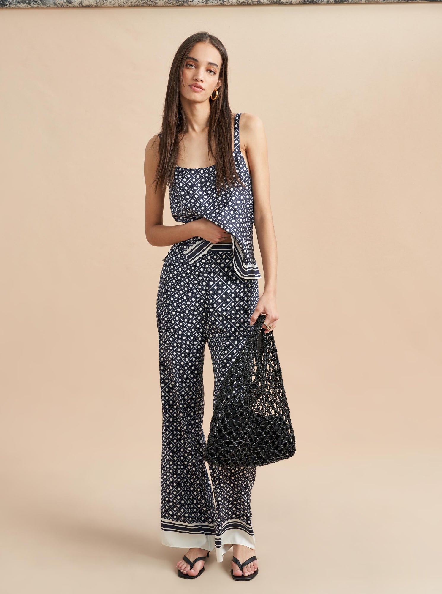 Lee Pant | Navy x Ivory Scarf Print