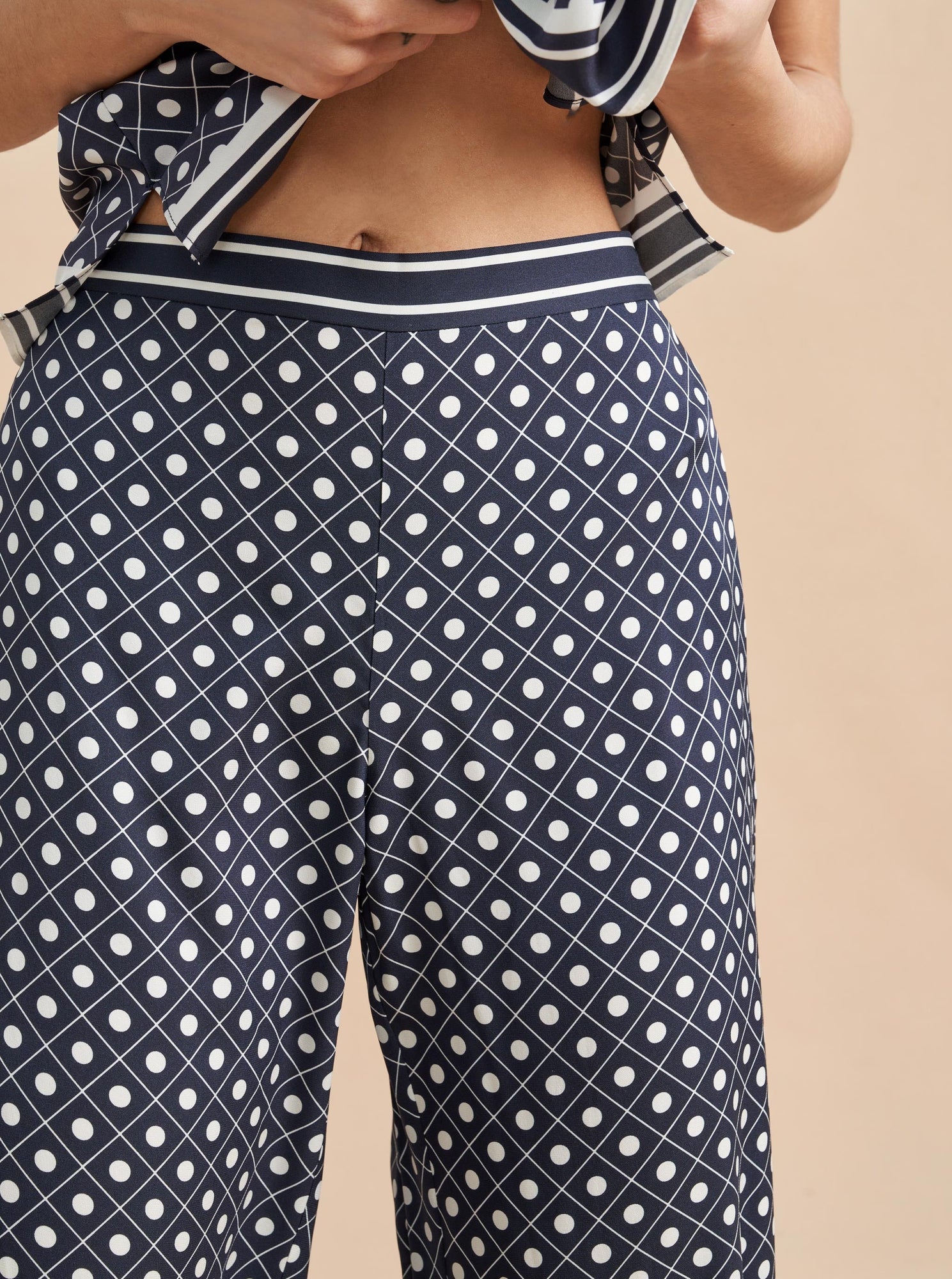 Lee Pant | Navy x Ivory Scarf Print