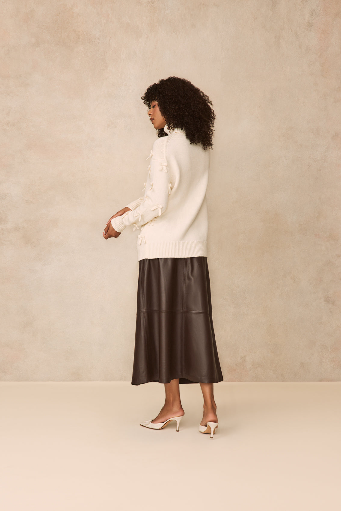 Bow Detail Turtleneck | Ivory
